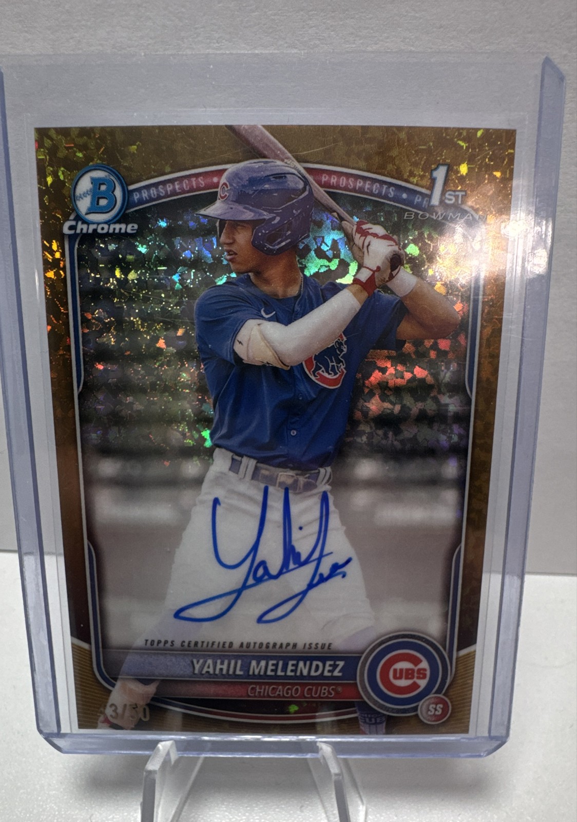 2025 Bowman Chrome - Auto Yahil Melendez,  #CPA-YM Gold Diamond Refractor /50