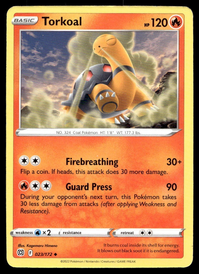 Torkoal 23/172 Pokemon Card Brilliant Stars Uncommon 120 HP Lightly Played DU