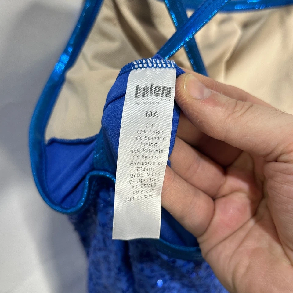 Disfraz Balera Mujer M Vestido Lentejuelas Azul Body Rápido Halloween Estrella del Pop Foto 4 de 4