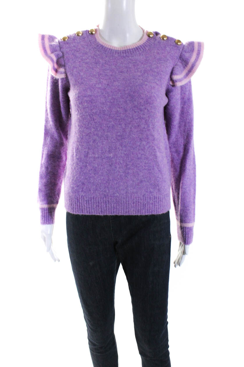 Generation Love Womens Alpaca Blend Knit Pullover Sweater Top Purple Size S