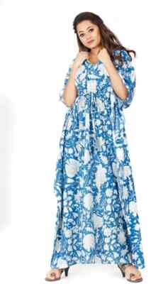 Indian Cotton Kaftan Long Caftan Frida Kahlo Beach Wear Night Gown Plus Size Art