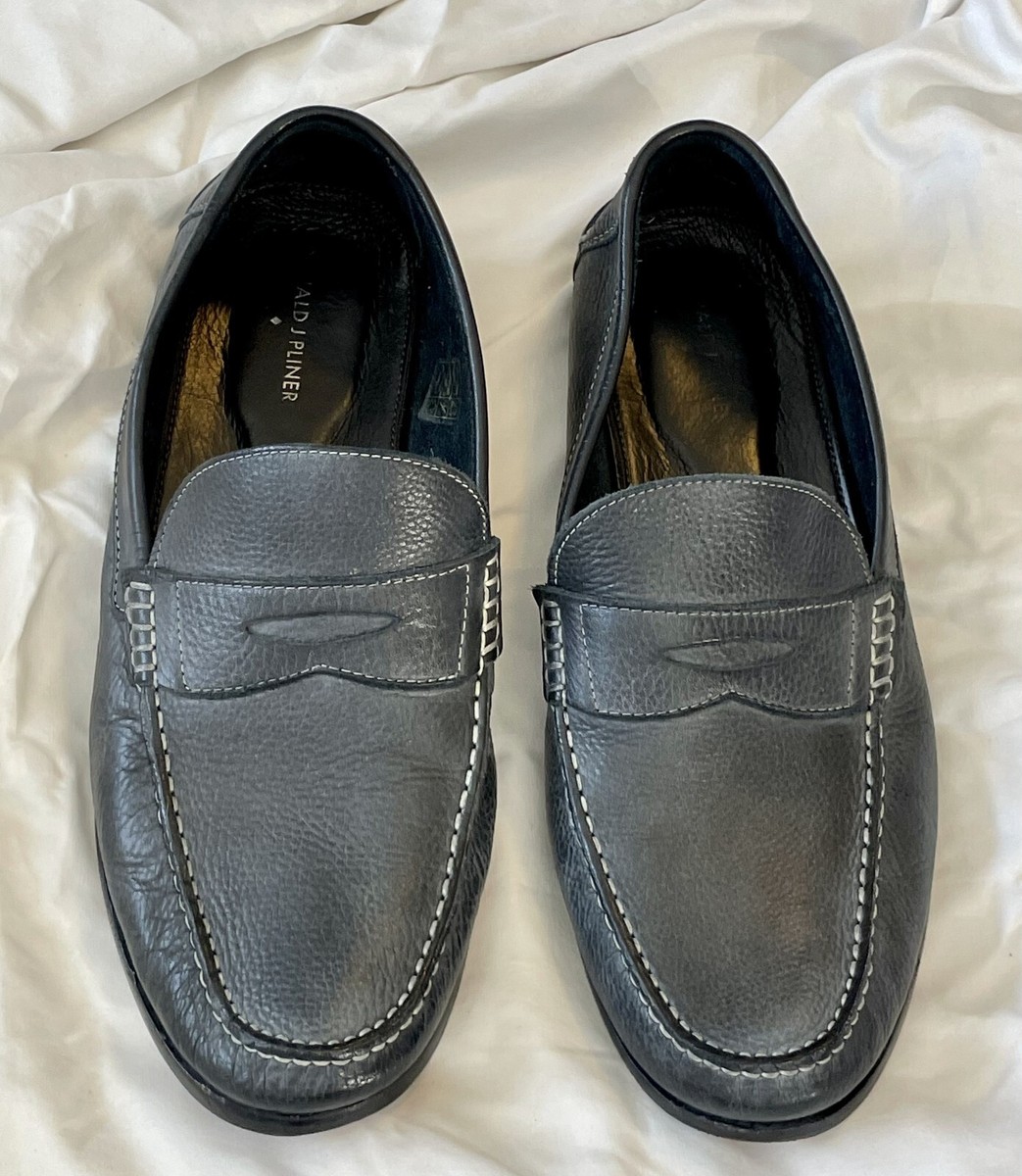 Donald J Pliner Mens Sz 11 Gray Leather Slip On Loafers  display picture 3