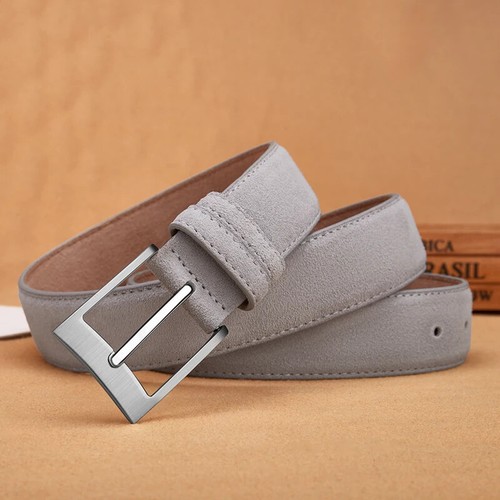 Men Belt Real Cow Leather Plaid Jeans Pin Buckle Luxury Genuine Leather Belt - Picture 17 of 23