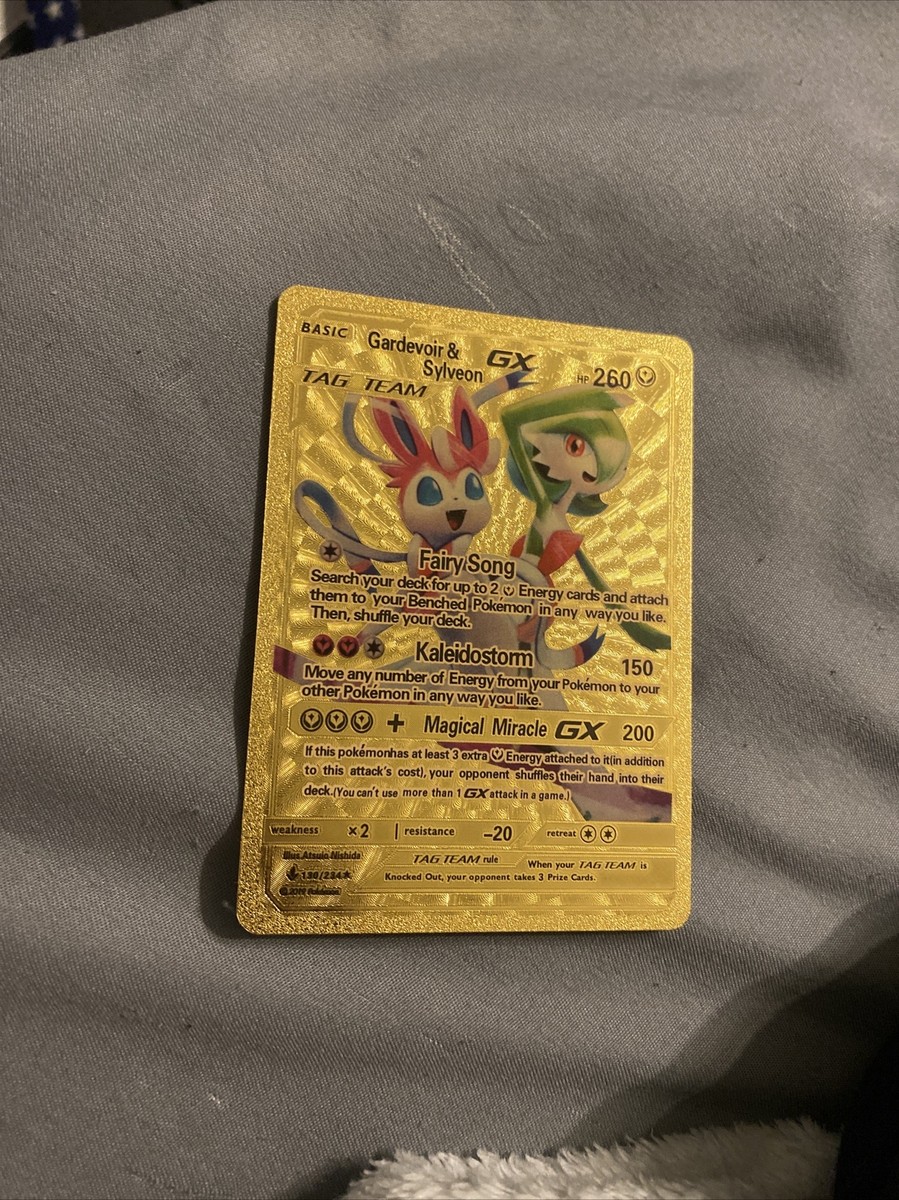 Pokemon Gardevoir & Sylveon GX 225/214 METAL GOLD rare Collectible