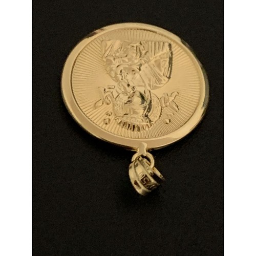 18K Gold Pendant Religious Mother Mary Christ Jesus Round Fine Jewelry 2.83 gram - Picture 3 of 9