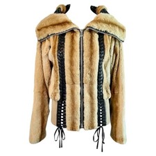 Dolce & Gabbana S/s 2003 Bondage Lace Up Weasel Fur Jacket Coat