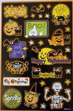 HALLOWEEN PHRASES Stickers(26pc) AGC•Trick-or-Treat•Boo•Spooky•Scary •Pumpkin•
