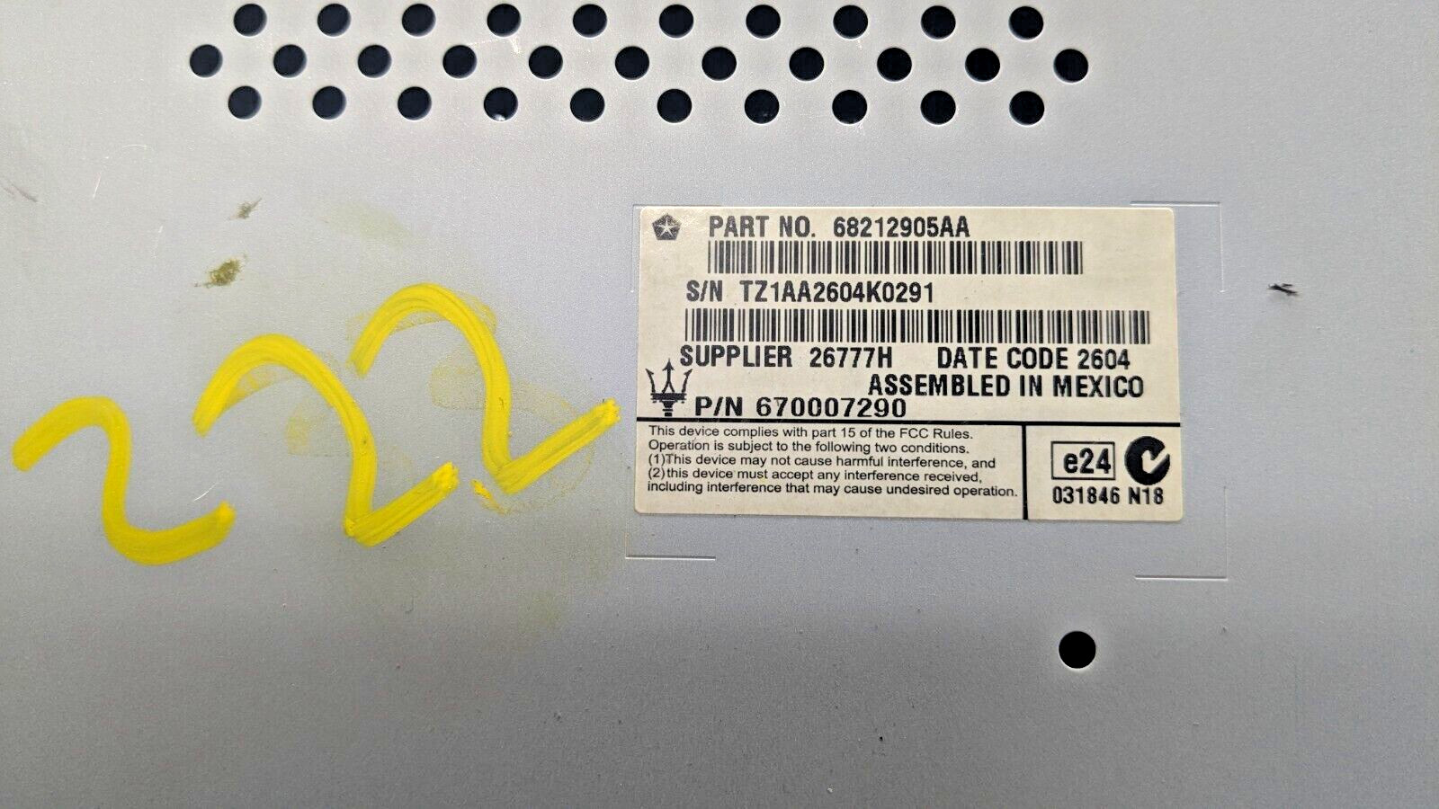 2015 Maserati Ghibli Dash Information Display Radio Screen OEM 68212902AA