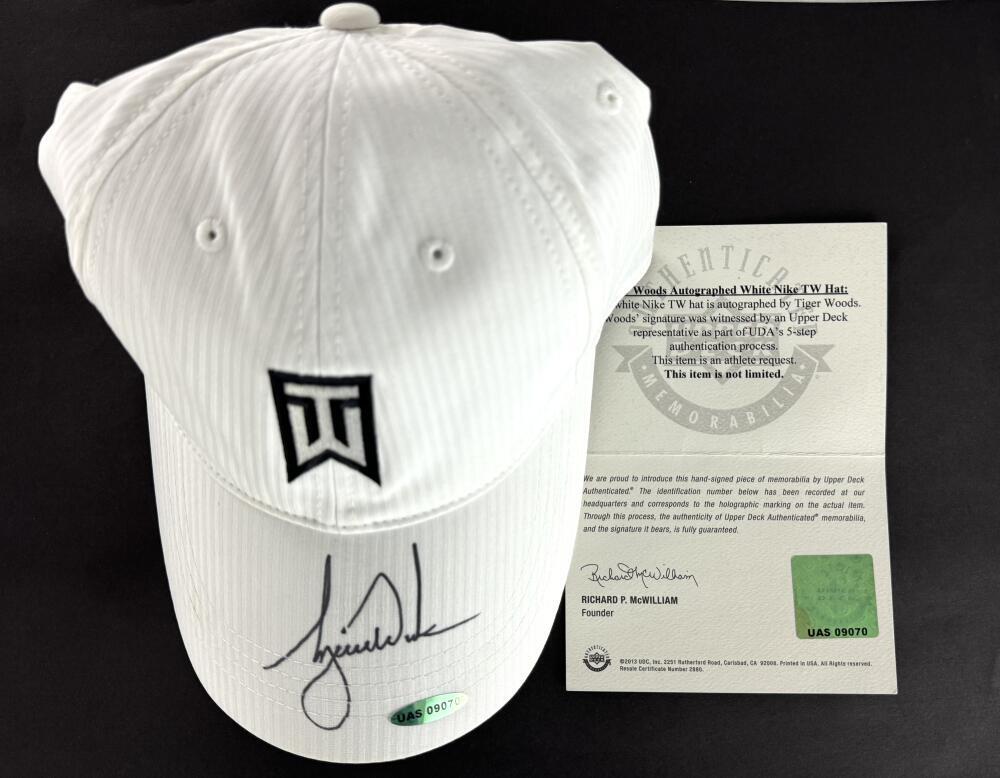 Tiger Woods Signed Autograph Nike Golf Hat Cap - UD Upper Deck