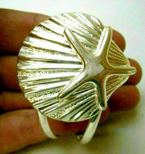 Vintage Signed Best silver tone starfish star fish cuff Bracelet