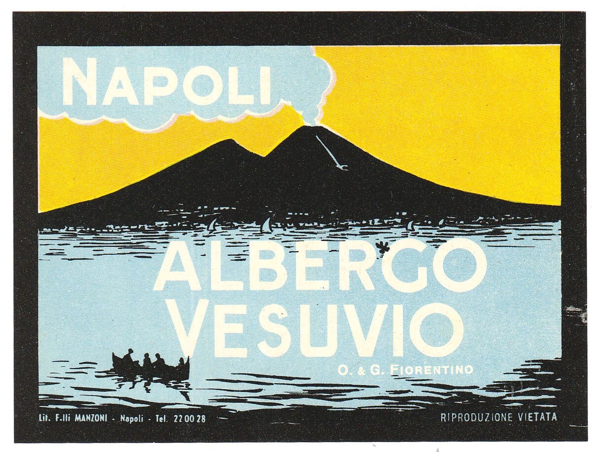 Vintage Napoli Albergo Vesuvio Italy Suitcase Luggage Label-image