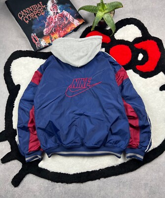 Vintage Nike Big Logo Oversized Reversible Nylon 90s Jacket Size S