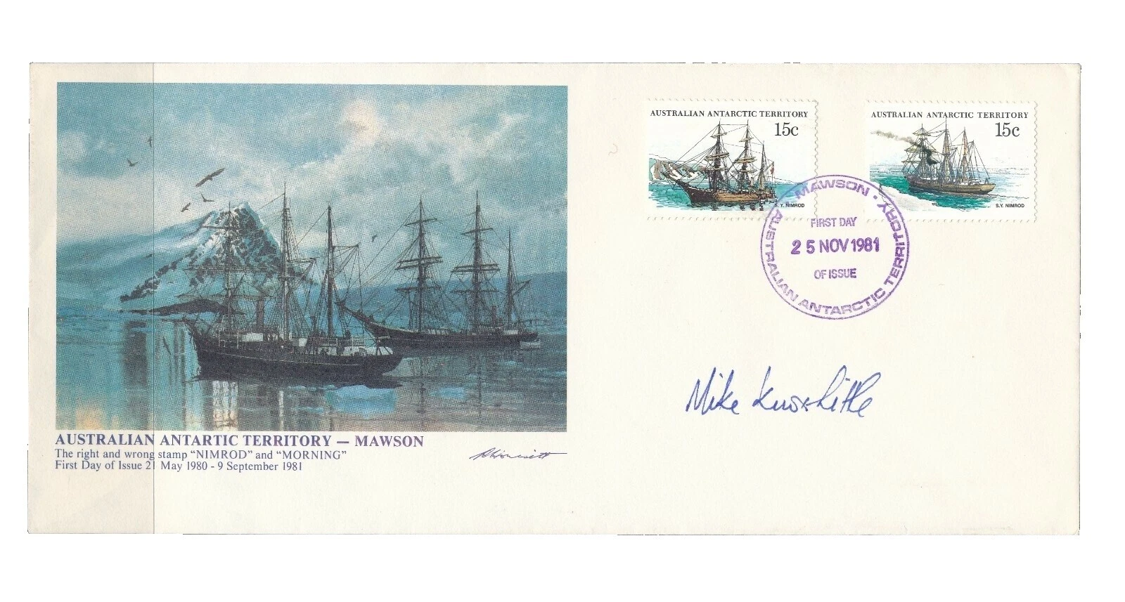 Barcos y botes sobre de Primer Día Sellos Antártida Australiana