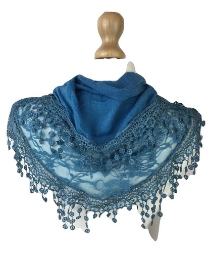 WOMEN LACE SCARVES EMBROIDERED QUALITY NECKERCHIEF PASHMINA SCARF EVENING WRAPS - Picture 7 of 28