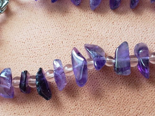 GENUINE * AMETHYST * BRACELET 7.25" Long,9-10mm STONES, Hand-Made in USA - Picture 5 of 9