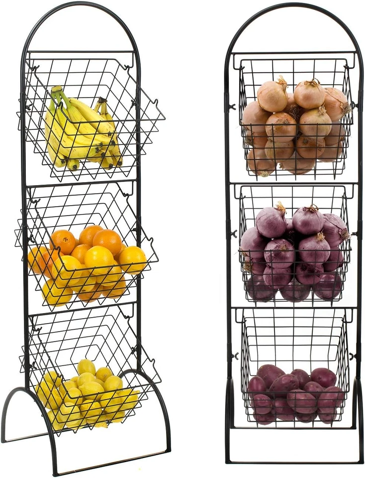 Sorbus 3-Tier Metal Wire Market Basket Storage Stand for Fruit, Vegetables, Snac - Image 3 of 4