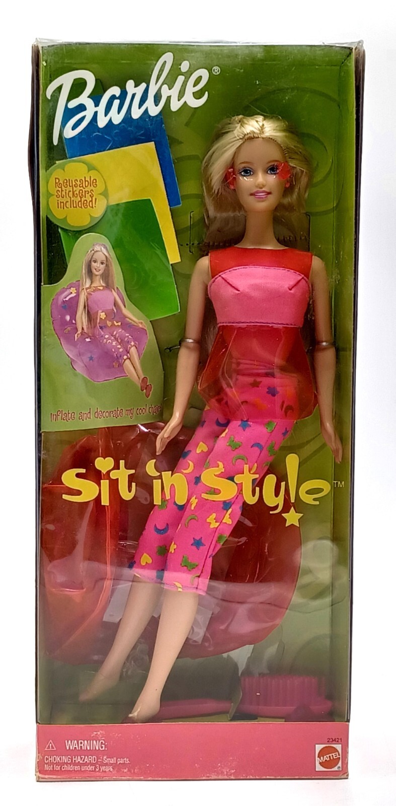 1999 Sit in Style Barbie Puppe / Brille beschädigt / Mattel 23421, NrfB