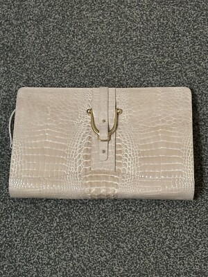 Retta Wolff Ligator Clutch With Removable Strap Neutral With Dust bag