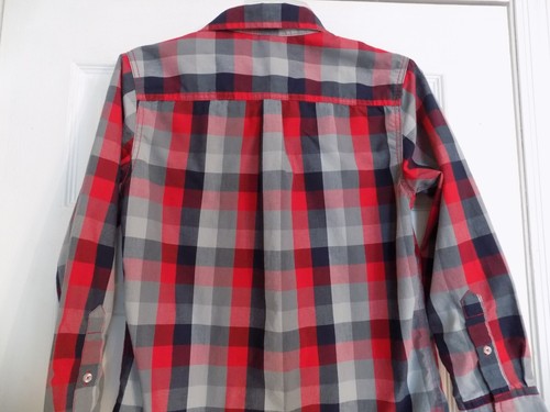 Camisa para niños Faded Glory roja gris negra a cuadros talla 10-12 con botones manga larga - Imagen 4 de 5