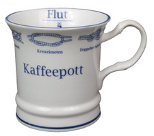 Porzellan Becher mit Knoten Kaffeepott Ebbe Flut 350ml Tasse Kapitänsbecher