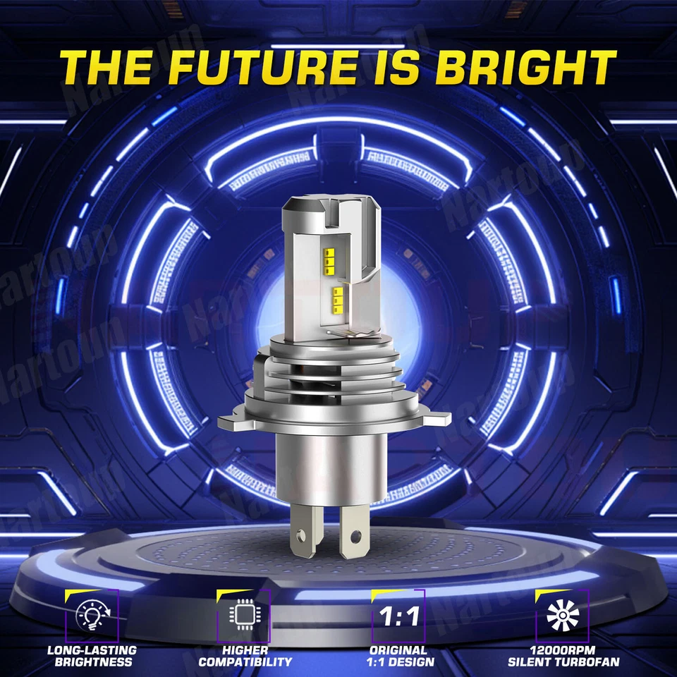 2x H4 6500K White LED Headlight Bulbs 9003 For Can-Am Spyder F3-T SM6 2016-2017 Foto 2 de 4