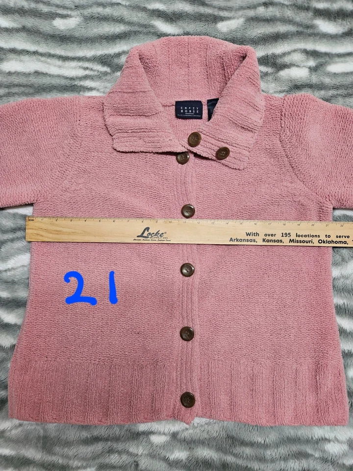 Vtg CRaZY HORSE A Liz Clairdane Company Women's Cardigan Buttoned Sweater Sz Lg - Image 3 of 4