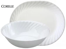 Corelle ENHANCEMENTS Choice of: 1-Qt SERVING BOWL or PLATTER White Swirl Rim