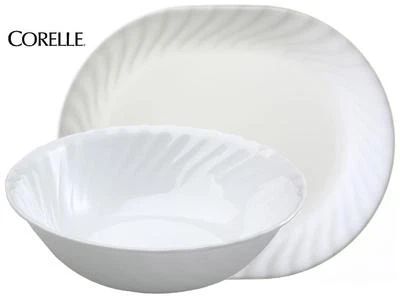Corelle ENHANCEMENTS Choice of: 1-Qt SERVING BOWL or PLATTER White Swirl Rim