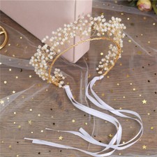 Pearl Crown Head Hoop Headband Bridal Wedding Headwear Bridesmaid Hair Tiara DIY