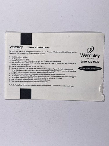 David Bowie Ticket A Reality Tour Original Wembley Stadion London November 2003 - Bild 2 von 12