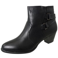 Ladies Black Ankle Boot Zip Strap Detail Work Mid Heels Chelsea Boots Size Ladies Black Ankle Boot Zip Strap Detail Work Mid Heels Chelsea Boots Size