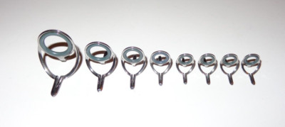 New Set of 8 Fuji Bright Hardloy NLG Casting Two-Foot Fishing Rod Guides (20-8)