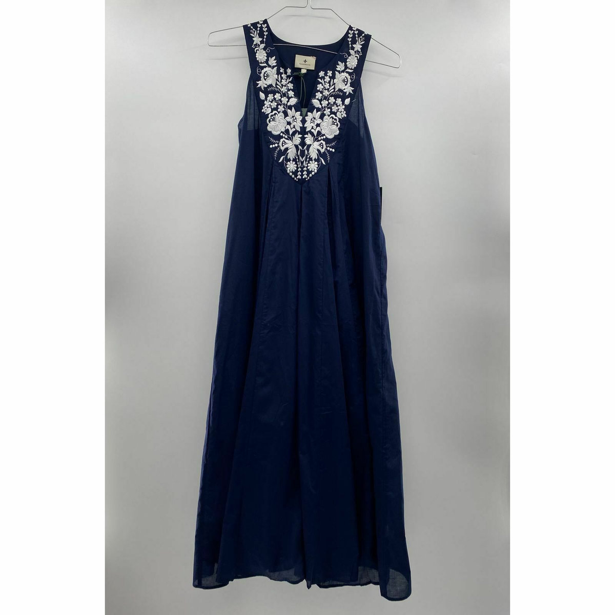 Tuckernuck Women's Navy Blue Cyprus Maxi Dress Sleeveless Floral Embroidery  sz S | eBay