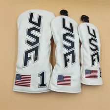 New Vintage White USA Flag Design Golf Headcover for Driver Fairway Wood Hybrid