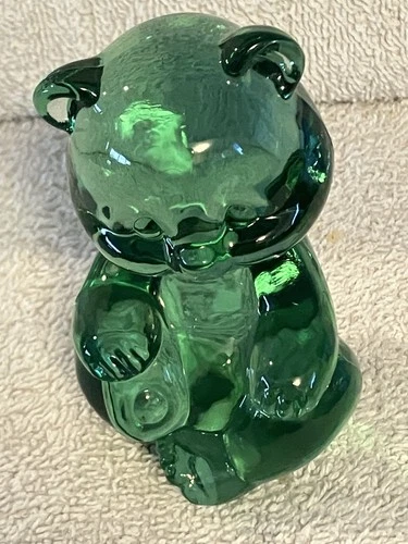 Fenton Art Glass Green Bear Figurine