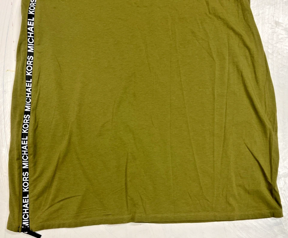 Michael Kors 女式 T 恤连衣裙 XL 码绿色短袖标志拉链 — 第 2/4 张图片