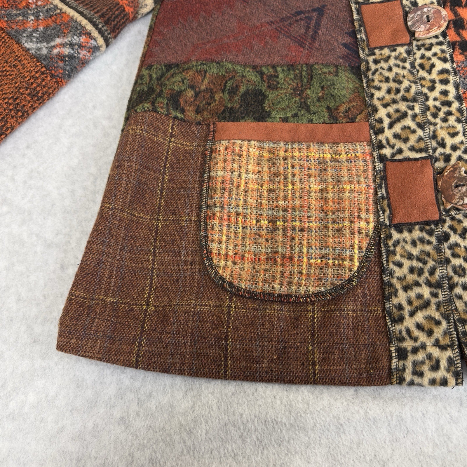 Ali Miles Patchwork Knit Jacket PS Boho Animal Pr… - image 11