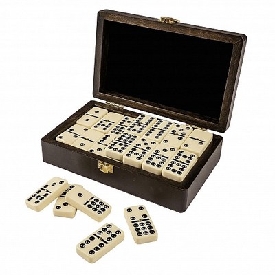 Domino - Doppel 9 - Walnussoptik  - 55 Spielsteine
