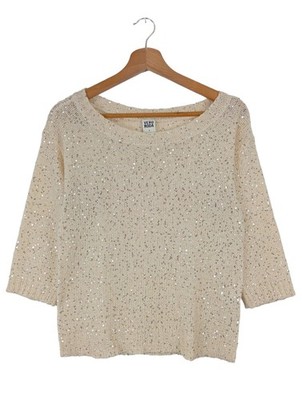 VERO MODA Rundhalspullover Damen Pullover Gr. DE 38 wollweiß Casual-Look