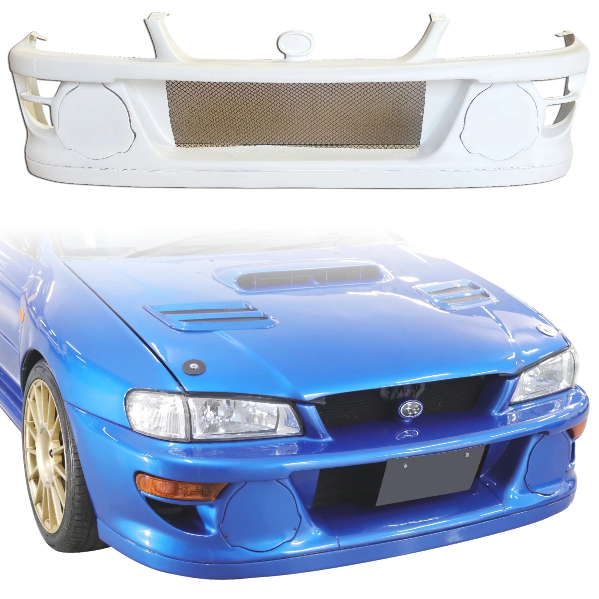 ModeloDrive FRP LS WRC 98 Front Bumper w Caps 3pc (GC8) 2/4dr for