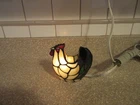 Vintage Tiffany Style Stained Glass Rooster Chicken Accent Table Lamp Works ✅