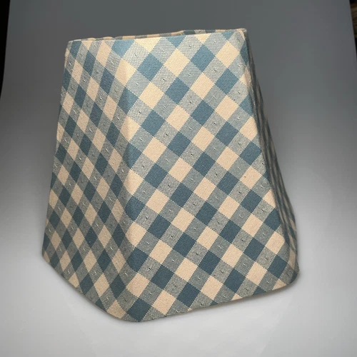 Vintage Lamp Shade Blue White Gingham Clip On Cottage Farmhouse Prim 10.25W 7.5H - Picture 4 of 22