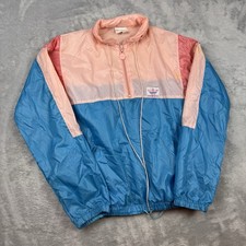 Vintage Adidas Trefoil Windbreaker Jacket Pink Blue Colorblock Packable Hood M