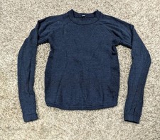 Lululemon Sweater Women's Size 4 Navy Blue Merino Wool Thumb Holes Crew Neck
