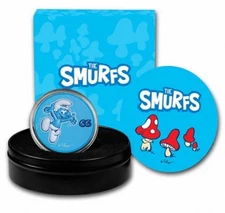 2023 Niue Smurf 65th Anniversary Smurfs 2 oz Silver Colorized BOXCOA Mintage 250