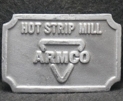 XF05171 VINTAGE 1970s **ARMCO HOT STRIP MILL** SHEET ROLLING COMPANY BELT BUCKLE