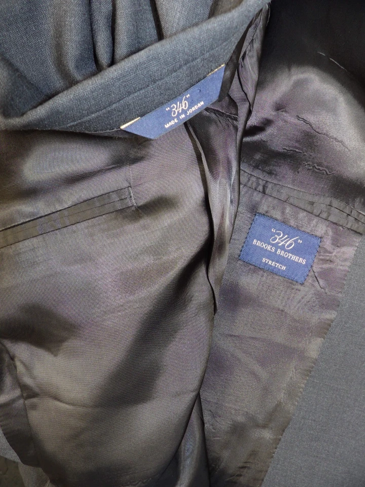Traje Para Hombre Brooks Brothers 44r 38 x 30.5 Gris Oscuro Lana Lycra T-#36 Foto 4 de 4