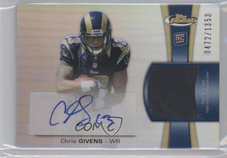 2012 Topps Finest Rookie 472/1353 Chris Givens #RAP-CGI RPA Patch Auto RC 2y8