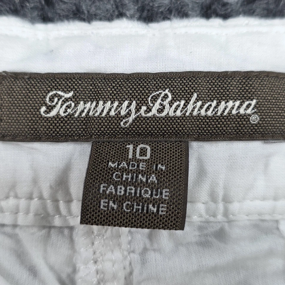 Tommy Bahama Pantalones Cortos Mujer 10 Blancos Ojales Algodón Bordado Bolsillos de Verano Foto 3 de 4