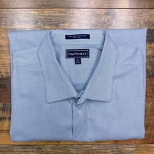 Paul Fredrick Dress Shirt Mens 3XL XXL Blue Button Up Finest Long Staple Cotton